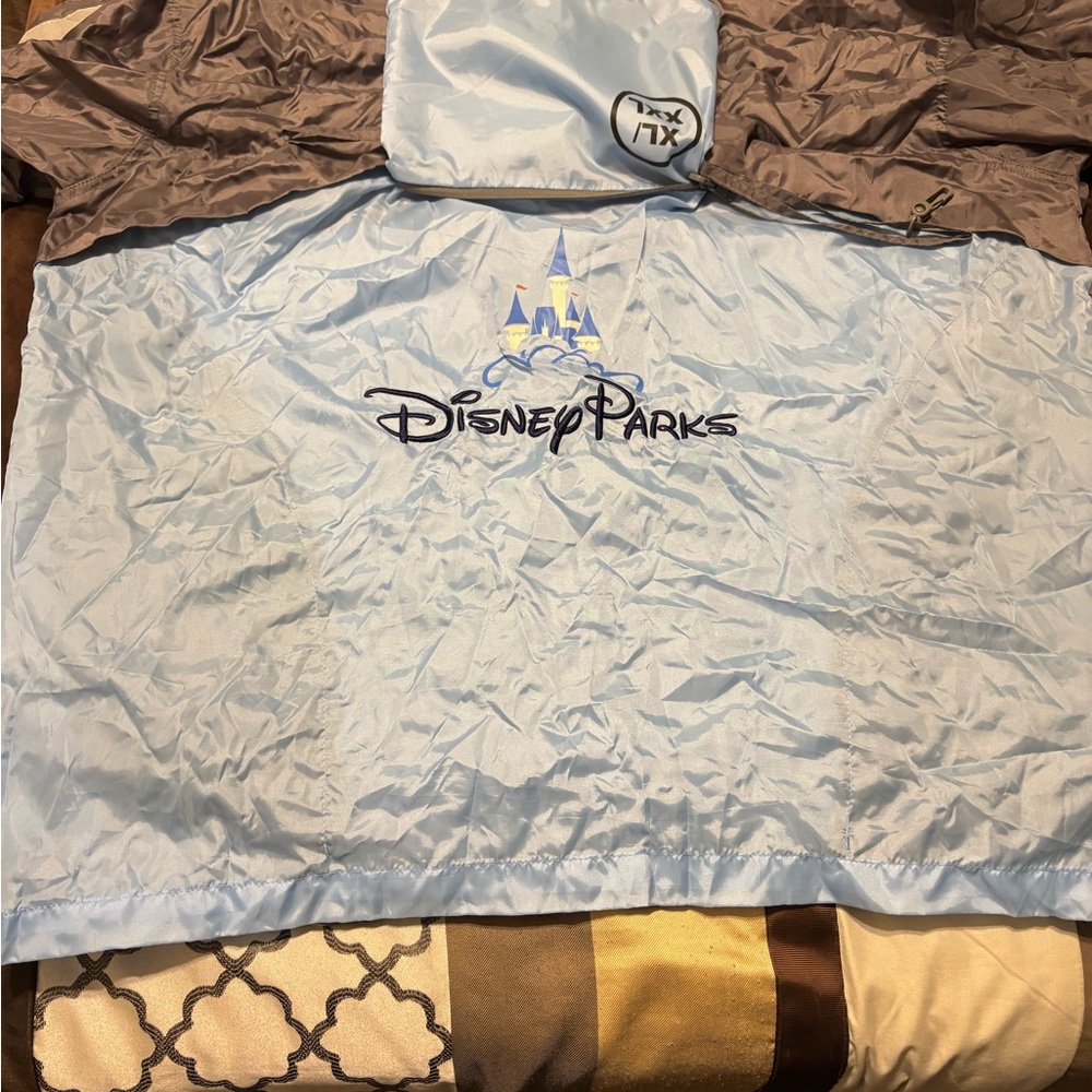 Rain Poncho-  Disney Gray/light blue Jacket with Embroidered Walt Disney Patch